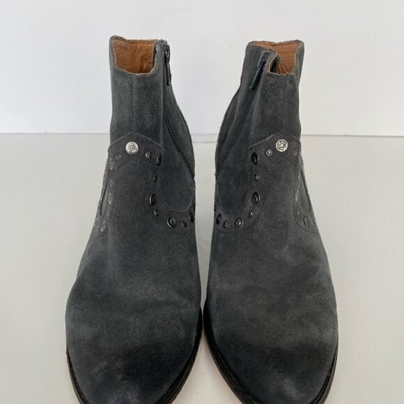 corso Como Gray Suede Studded Heeled Ankle Boots Womens 8.5 - Picture 4 of 8